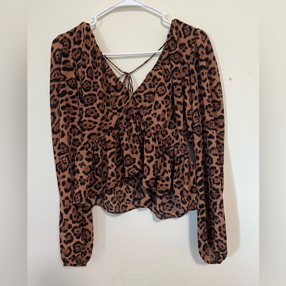 H&M Brown Leopard Print Blouse